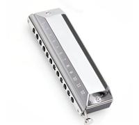 Harmonicas For Adults 12 Hole 48 Tone Round Mouthpiece Silver Chromatic Harmonica Standard Adult Entry-level Harmonica Instrument