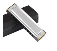 Harmonicas For Adults C Key 10 Hole Blues Harmonica Suitable For Beginners And Students Professional Harmonica Instrument(Silver)