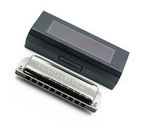 Harmonicas for Students Black Titanium Cover 10 Hole Harp Harmonica Professional Harmonica Instrument With Case (Color : E)