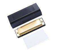 Harmonicas for Students Gold 10 Holes Harmonica Diatonic Brass Reed Harp Musical Instrument For Beginner