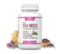 HARMONIFY Premium Sea Moss & Black Seed Complex Capsules - Advanced Botanical & Multimineral Blend with Bladderwrack, Burdock Root, Ashwagandha, Turmeric, Vitamin D3 & K2 - 120 Vegan Capsules