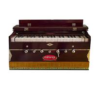 Harmonium by Maharaja Musicals - 3 1/4 Octave, Double Reed, Coupler, 7 Stop, Book, Bag, A440 Tuned, Mahogany Indian Musical Instrument,Harmoniums Baja Baaja Vaja (PDI-DB)