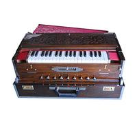 Harmonium Folding - 3 Reed, 9 Scale Changer, 3.75 Octave, Dark Brown Wood Color With Coupler and Fiber Box