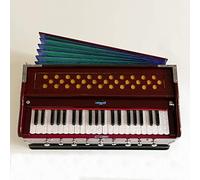 Harmonium Musical Instrument, Maharaja Musicals, 9 Stops, 3 1/2 Octave, Double Reed, Coupler, Dark Mahogany, 2024-25 Model, Standard, Padded Bag, A440 Tuned, Indian Sangeeta Harmonium - DC