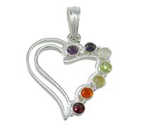 Harmonize Brass Heart Shape Pendant 7 Chakra Spiritual Amulet Reiki Healing Stones