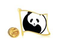 Harmonize Positive Negative Panda Surroundings Golden Metal Flag Lapel Pin Badge