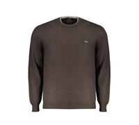 Harmont & Blaine Mens Crew Neck Jumper Brown Melange - Grey Cashmere - Size Small
