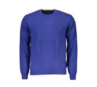 Harmont & Blaine Mens Crew Neck Jumper Solid Blue - Medium Blue Cotton - Size 2XL