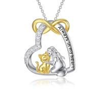 HARMONY BOLA Animal Necklace for Women 925 Sterling Silver Two Raccoon/Dove/Bunny/Otter/Dog/Cat/Highland Cow/Cow Crystal/Opal Heart Necklaces Jewelry