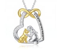 HARMONY BOLA Animal Necklace for Women 925 Sterling Silver Two Raccoon/Dove/Bunny/Otter/Dog/Cat/Highland Cow/Cow Crystal/Opal Heart Necklaces Jewelry