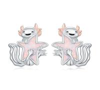 HARMONY BOLA Axolotl Starfish Stud Earrings 925 Sterling Silver Opal Axolotl Jewelry Ocean Starfish Earrings Gift for Women Mom