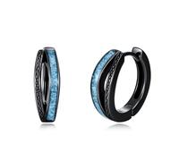 HARMONY BOLA Black Hoop Earrings Men 925 Sterling Silver Celtic Knot Huggie Hoop Earring Turquoise Celtic Huggie Jewellery for Men Women