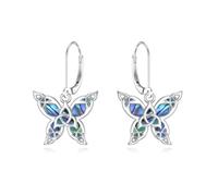 HARMONY BOLA Butterfly Earrings 925 Sterling Silver Celtic Knot Dangle Earrings Abalone Butterfly Earrings for Women