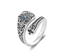 HARMONY BOLA Butterfly Ring for Women S925 Sterling Silver Ajustable Spoon Ring Sunflower Rings Butterfly Jewelry for Brithday Christmas