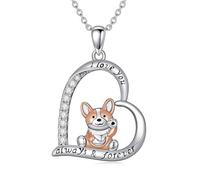 HARMONY BOLA Corgi Necklace 925 Sterling Silver Cute Corgi Pendant Necklace Dog Jewelry for Women Christmas Birthday