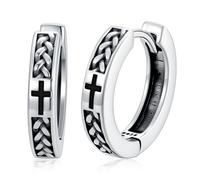 HARMONY BOLA Cross Hoop Earrings 925 Sterling Silver Celtic Knot Huggie Earrings Huggie Hoops for Men Women