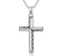 HARMONY BOLA Cross Necklace 925 Sterling Silver Celtic Crucifix Pendant Christian Cross Jewellery for Women Men