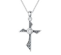HARMONY BOLA Cross Necklace 925 Sterling Silver Celtic knot Crucifix Pendant Cross Jewelry for Women Mom Wife Girlfriend