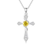 HARMONY BOLA Cross Necklace for Women 925 Sterling Silver November Birthstone Crucifix Pendant Birthstone Cross Jewelry for Women