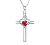 HARMONY BOLA Cross Necklace with Crown Sterling Silver Crown Heart Pendant Cross Jewellery for Women Girlfriend Wife Mother