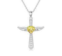 HARMONY BOLA Cross Necklaces for Women 925 Sterling Silver Angel Wings Crucifix Pendant November Birthstone Cross Jewellery for Women