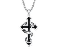HARMONY BOLA Dragon Cross Necklace 925 Sterling Silver Gothic Pendant Cross Jewelry Dragon Gift for Men Women