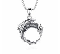 HARMONY BOLA Dragon Necklace 925 Sterling Silver Western Dragon Pendant Animal Jewelry for Women Men