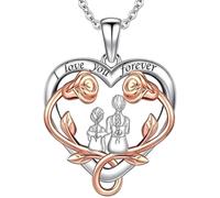 HARMONY BOLA Family Members Necklace Sterling Silver Heart Pendant | Love Jewelry 925 Sterling Silver Birthday Mother's Day Father's Day Christmas New Year Love Gifts for Women Men