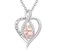 HARMONY BOLA Father Daughter Necklace 925 Sterling Silver Daughter Necklace from Dad Infinity Heart Pendant Father's Day Jewelry for Women