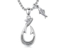 HARMONY BOLA Fish Hook Necklace 925 Sterling Silver Maui Fish Hook Pendant Hawaiian Fishhook Jewellery for Men Women