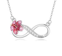 HARMONY BOLA Infinity Hibiscus Flower Necklace 925 Sterling Silver Infinity Faith Pendant Hibiscus Flower Jewelry Gift for Women Mom