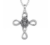 HARMONY BOLA Lion Head Necklace 925 Sterling Silver Infinity Cross Pendant Jewelry Gift Birthday for Women