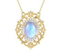 HARMONY BOLA Moonstone Flower Necklace 925 Sterling Silver Flower Pendant Jewelry Gift Birthday Christmas for Women
