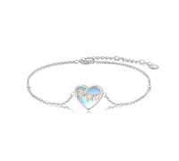 HARMONY BOLA Mum Bracelet 925 Sterling Silver Heart Bracelet for Mum Moonstone Heart Jewellery for Women
