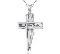 HARMONY BOLA Nail Cross Necklace for Men 925 Sterling Silver Crucifix Pendant Cross Jewelry for Men Women