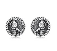 HARMONY BOLA Raven Earrings for Men Women 925 Sterling Silver Crow Earrings Viking Rune Stud Earrings Norse Jewelry for Birthday Christmas