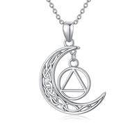 HARMONY BOLA Sobriety Gift 925 Sterling Silver Alcoholics Anonymous Necklace AA Recovery Symbol Sobriety Alcoholics Anonymous Gifts for Women Men