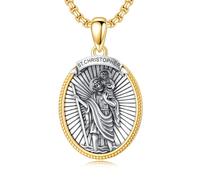 HARMONY BOLA St Christopher Necklace 925 Sterling Silver Patron Religious Amulets Jewelry Patron Saint Medals Gift for Men Father