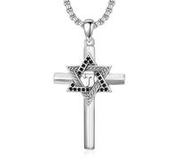 HARMONY BOLA Star of David Cross Necklace 925 Sterling Silver Star of David Pendant Religious Cross Jewelry Gift for Women Men