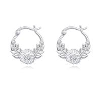 HARMONY BOLA Sunflower Hoops Earrings 925 Sterling Silver Hoops Jewelry Sunflower Earrings Gift for Women Mom