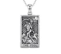HARMONY BOLA Tarot Card Necklace 925 Sterling Silver The Lover/The Fool/The Hermit/The Reader Tarot Card Pendant Necklace Jewelry Gifts for Women Men