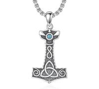 HARMONY BOLA Thors Hammer Necklace 925 Sterling Silver Viking Norse Pendant Celtic infinity Jewelry Gift for Men Father