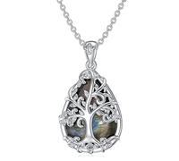 HARMONY BOLA Tree of Life Labradorite Necklace 925 Sterling Silver Tree Wrapped Natural Stones Pendant Jewellry Birthday Mothers Day Gifts For Women