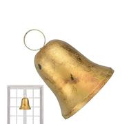 Harmony Farmhouse Bell Cow Bells on Jute Rope | Rustic Metal Christmas Bells Large Hanging Brass-Gold Cowbells for Outdoor Window Wall Shelf Fireplace Garden Yard Front Door Porch Patio
