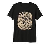 Harmony Guitar with Floating Music Notes Clouds Premium T-Shirt