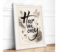 Harmony in Black Japandi Framed Wall Art Print A4 (29.7×21cm) White, Wall Decor for Living Room, Bedroom, Office & Home, Ready to Hang, Art Gift