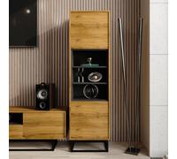 Harmony Loft Display Cabinet 175Cm Industrial Dark Oak - Creative Furniture