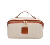 Harmony style Travel Makeup Bag Waterproof Large Cosmetic Organizer Pouch with Brush Holder, Compartments & Handle - Toiletry Bag Women - Portable Clear Makeup Case for Travel