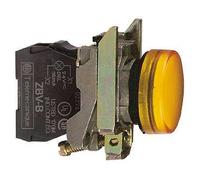 Schneider Electric Harmony XB4 - Pilot Indicator Light, Metal, Plain Lens, Integral LED, IP65 Rated, ATEX Directive, Lugs, Industrial Control, 24 V AC/DC, XB4BVB5EX, Yellow