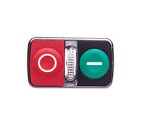 Schneider Electric Harmony XB4, Illuminated double-headed push button head, metal, Ø22, marked, 1 green flush I, 1 pilot light, 1 red projecting O